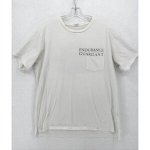 Engineered Garments Mens White Sailing Ship Logo Graphic Crew T Shirt Sz XL